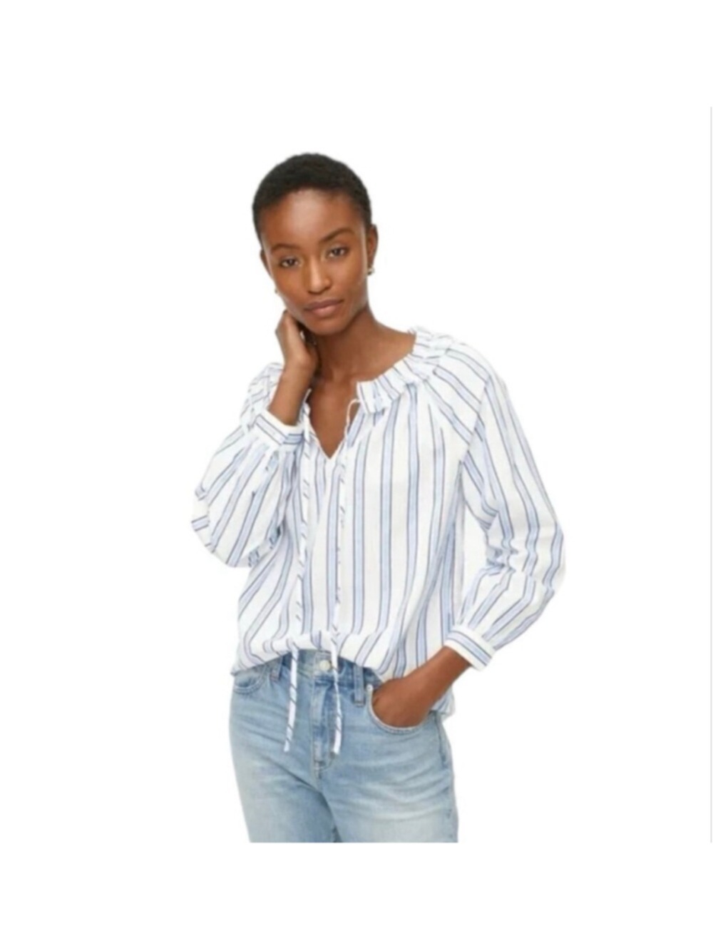 J.CREW Tie Neck Ruffle Top Size XS - Picture 1 of 10